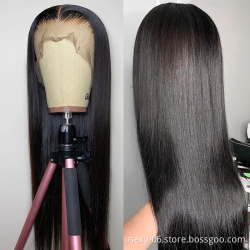 Transparent 13x6 Lace Front Wig With Baby Hair,Straight 40 Inch Human Hair Wig,Cuticle Aligned Brazilian Virgin Human Hair Wig